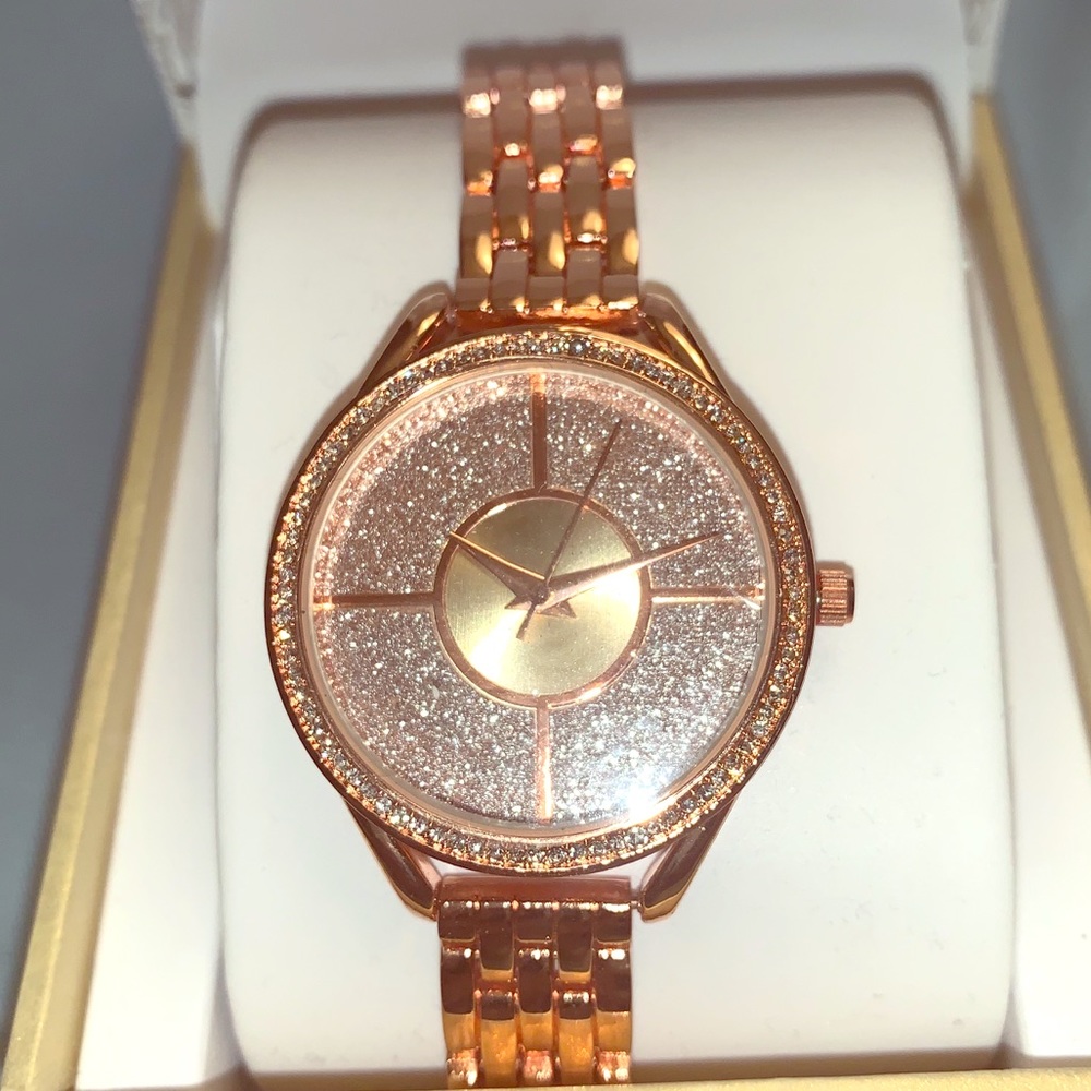 Rose gold sparkle face watch